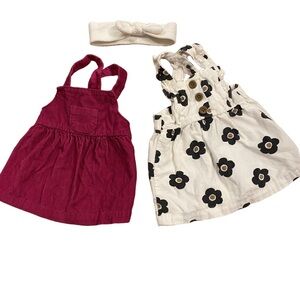 4/$20 Baby Girl Corduroy Dress Romper Lot 3 months Carters w Headband Clothes 🛑